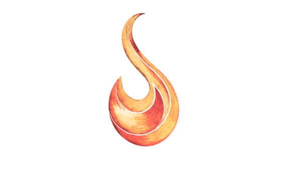 Logo salon de massage avec une flamme