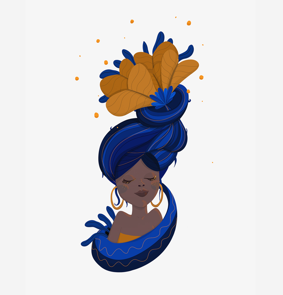 illustration d'une femme en bleu